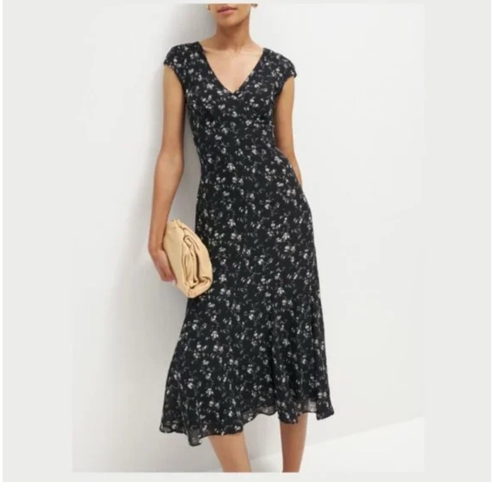 NWT Reformation Black and White Floral Midi Dress size 8